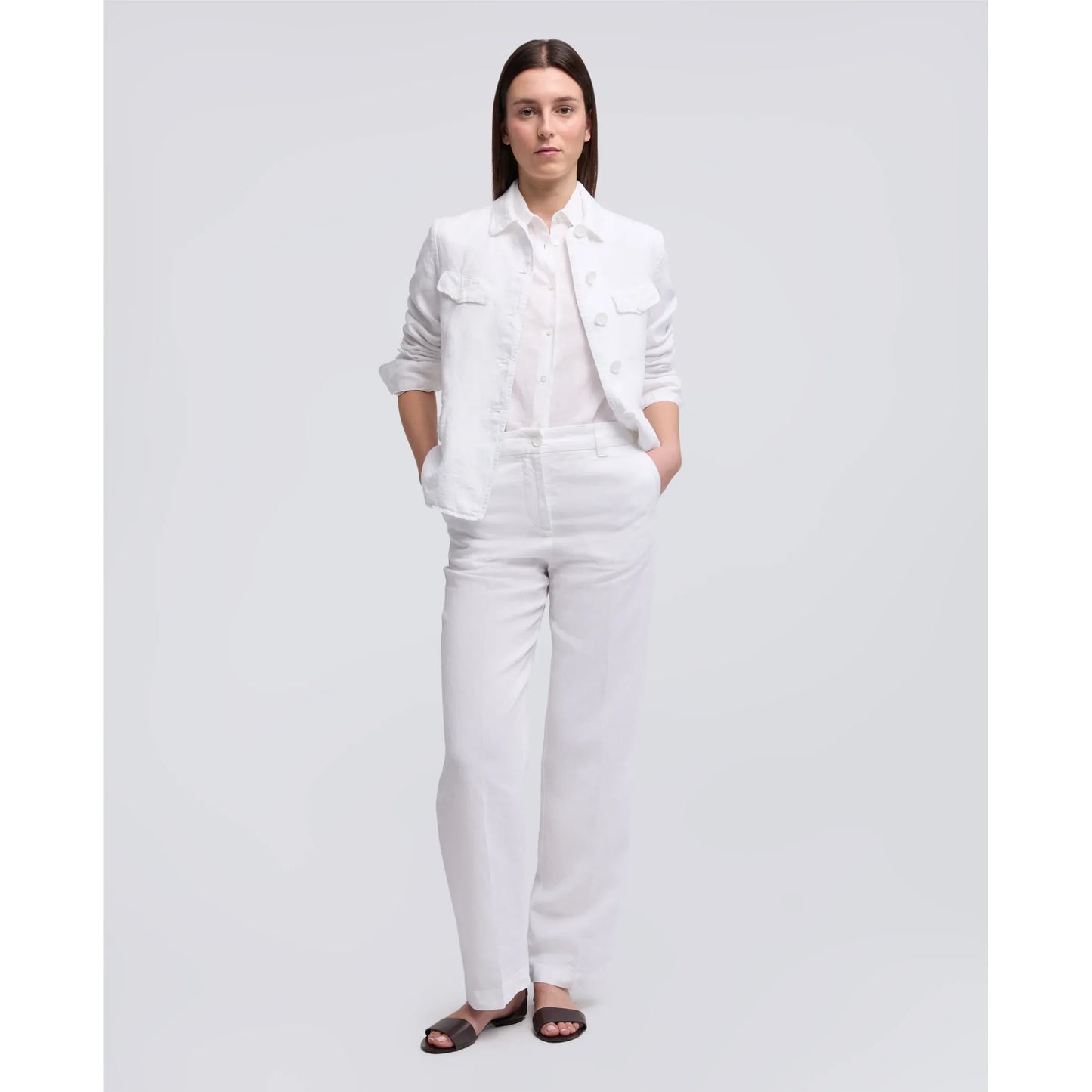 Garment-Dyed Compact Slub Linen Trousers - White - DUNE + SALT