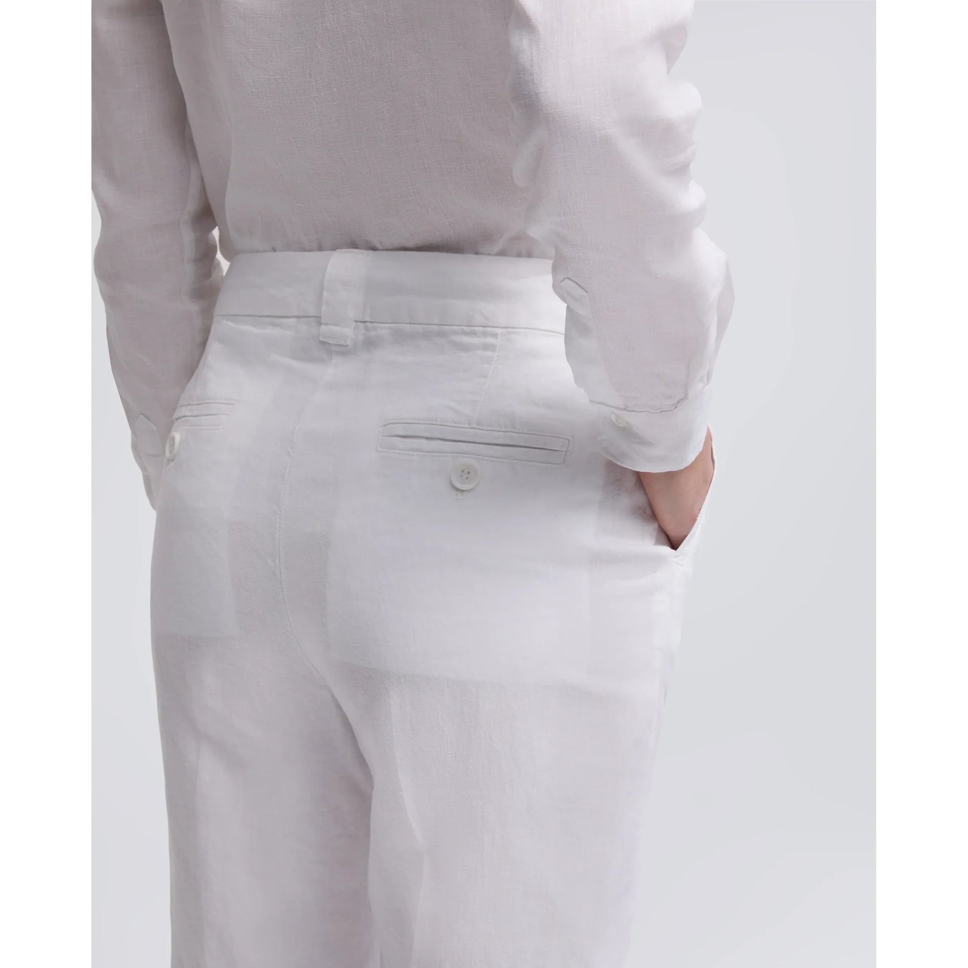 Garment-Dyed Compact Slub Linen Trousers - White - DUNE + SALT