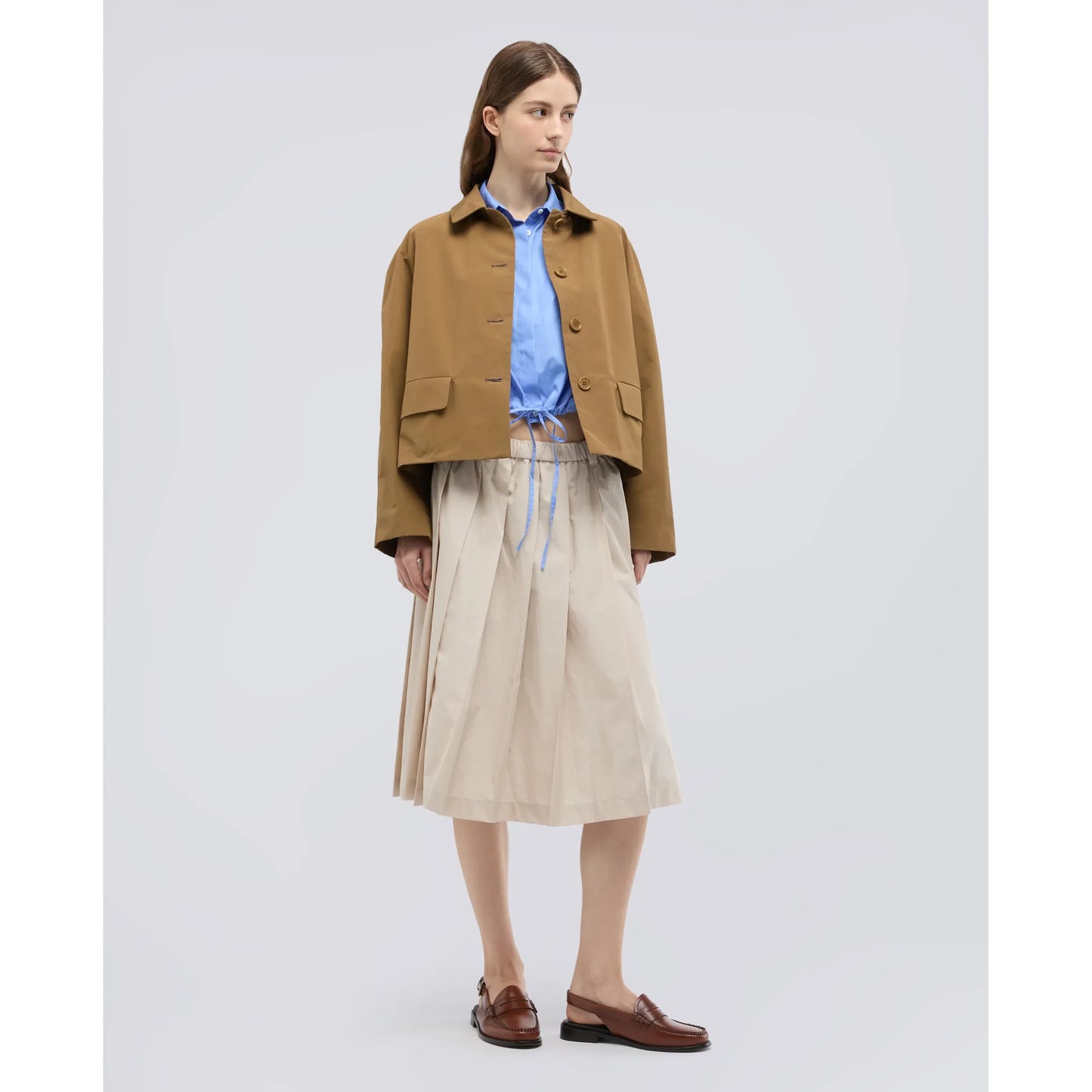 Pleated Cotton Poplin Skirt - White - DUNE + SALT