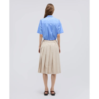 Pleated Cotton Poplin Skirt - White - DUNE + SALT