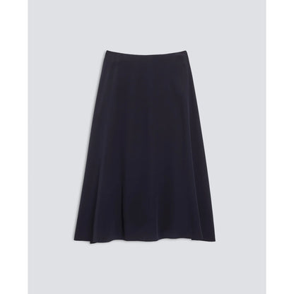Crepe de Chine Long Silk Skirt - Navy - DUNE + SALT