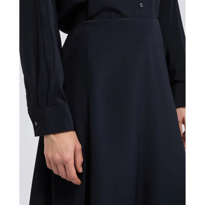 Crepe de Chine Long Silk Skirt - Navy - DUNE + SALT