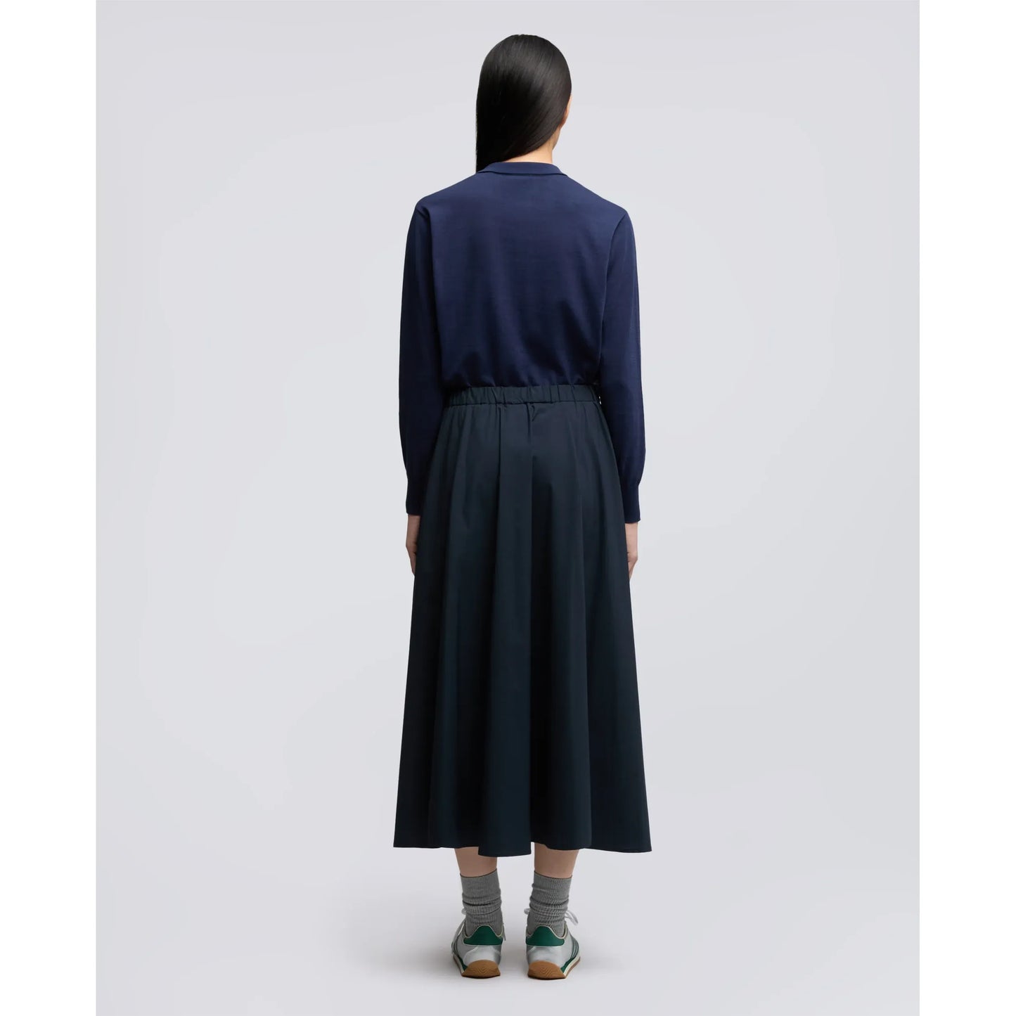 Nylon Poplin Stretch Skirt - Navy - DUNE + SALT