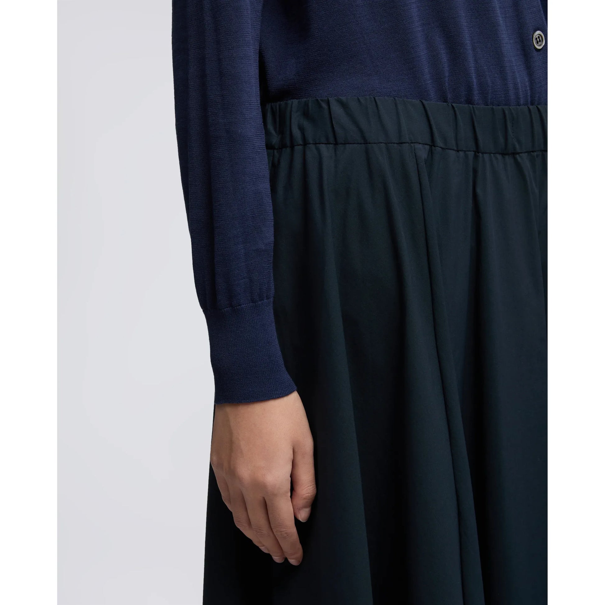 Nylon Poplin Stretch Skirt - Navy - DUNE + SALT