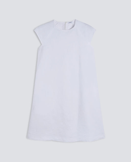 Garment-Dyed Compact Slub Linen Dress - White - DUNE + SALT