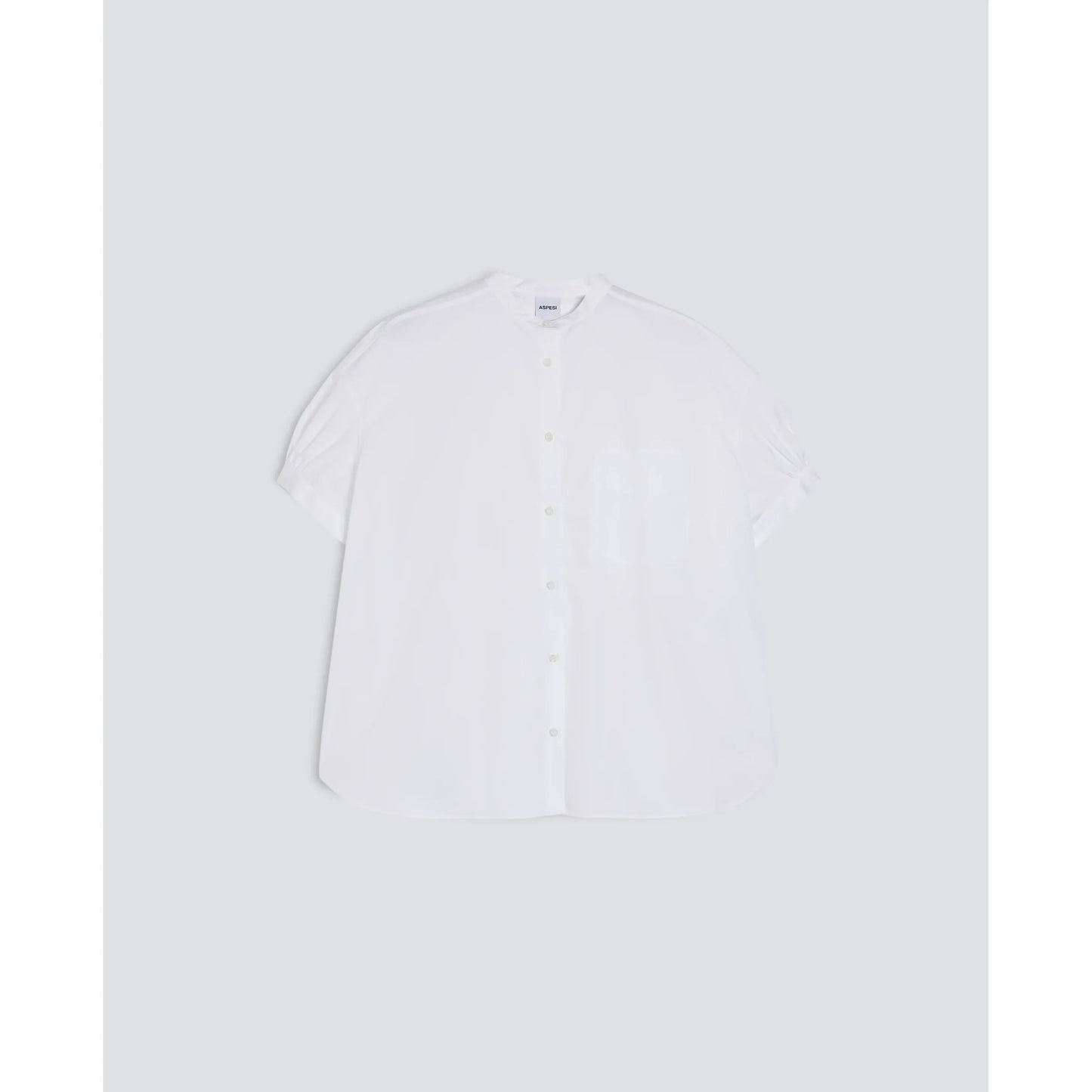 Mandarin Collar Cotton Poplin Shirt - White - DUNE + SALT