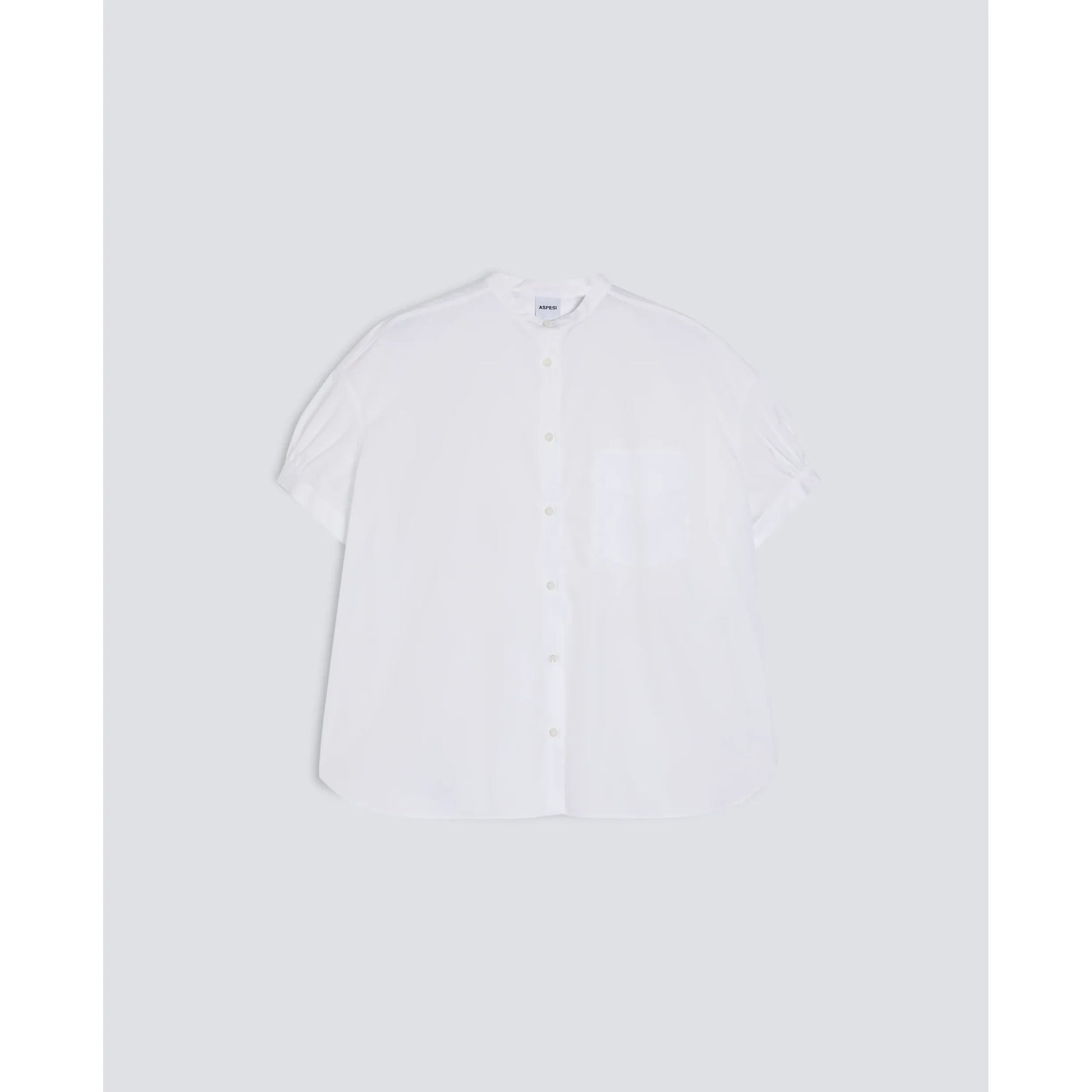 Mandarin Collar Cotton Poplin Shirt - White - DUNE + SALT
