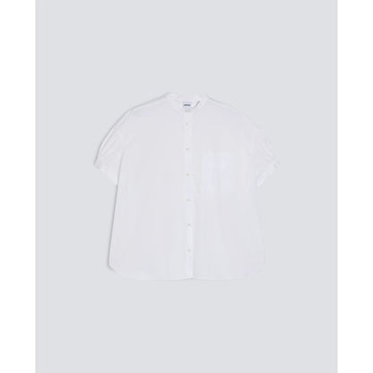 Mandarin Collar Cotton Poplin Shirt - White - DUNE + SALT