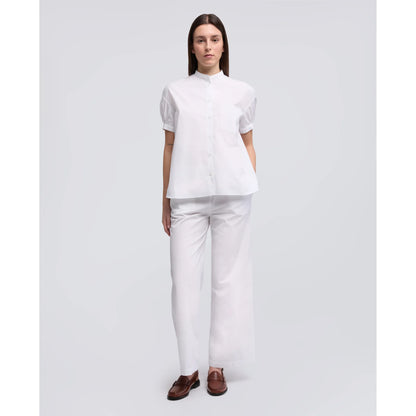 Mandarin Collar Cotton Poplin Shirt - White - DUNE + SALT