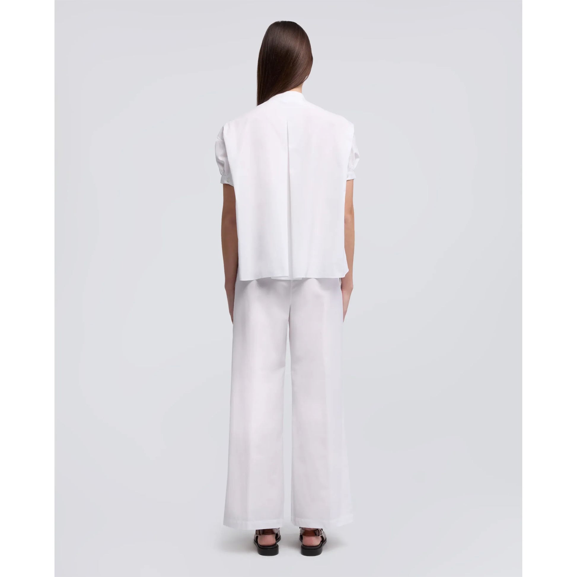 Mandarin Collar Cotton Poplin Shirt - White - DUNE + SALT