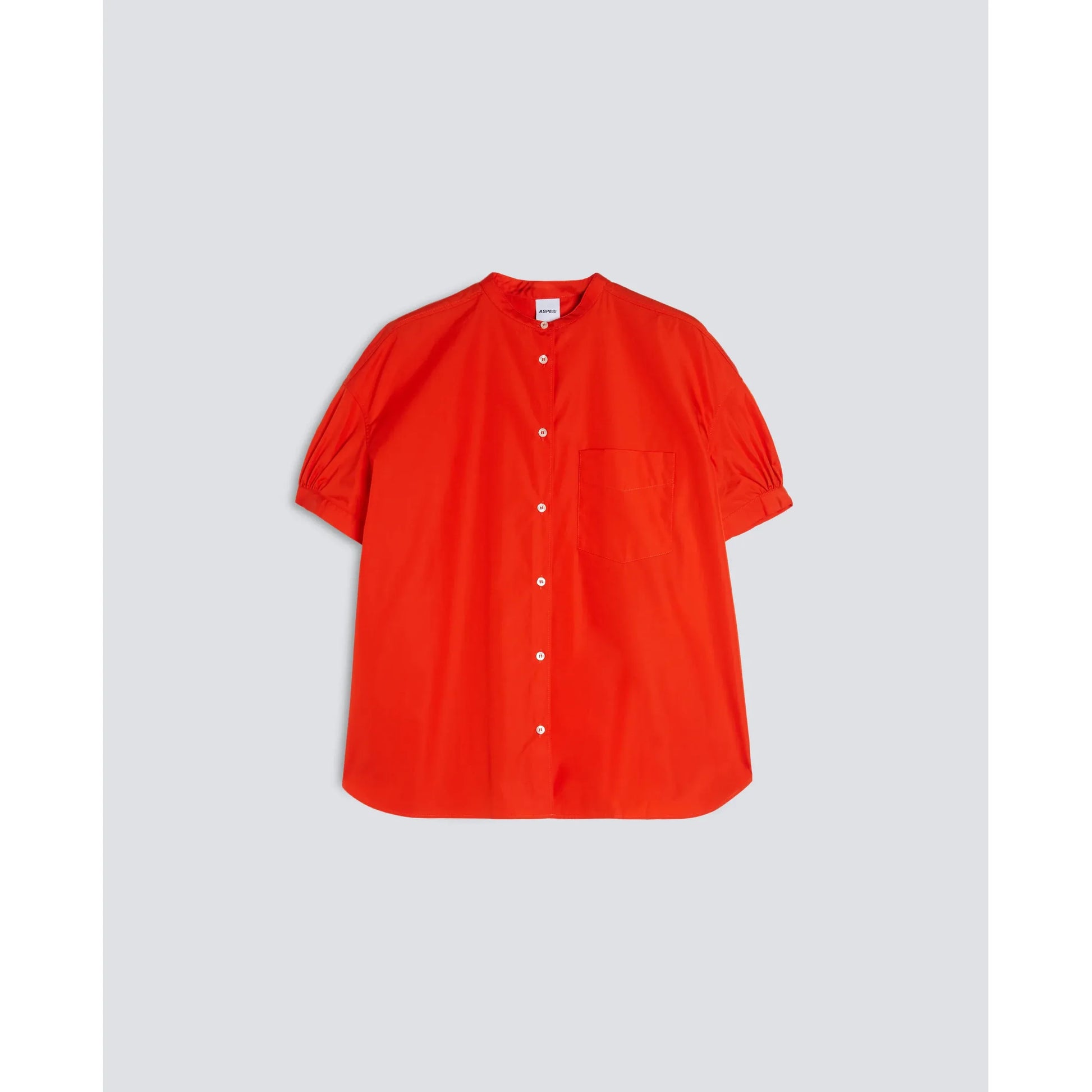 Mandarin Collar Cotton Poplin Shirt - Geranio - DUNE + SALT