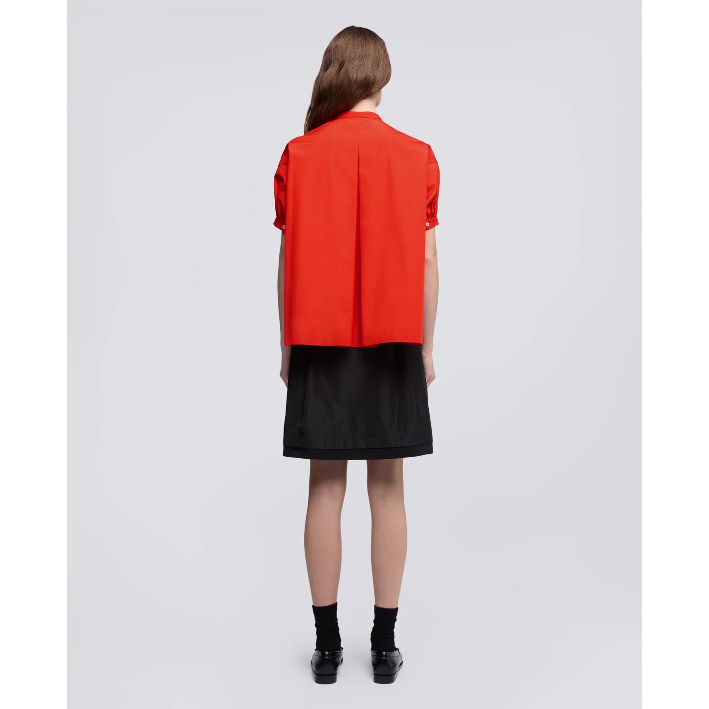 Mandarin Collar Cotton Poplin Shirt - Geranio - DUNE + SALT