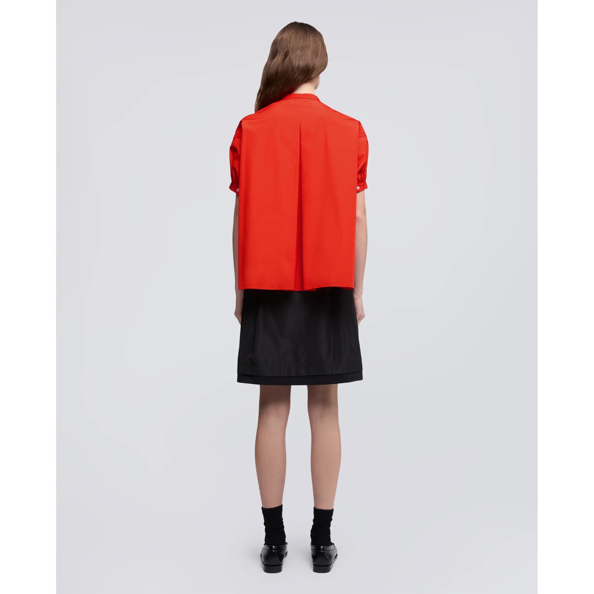 Mandarin Collar Cotton Poplin Shirt - Geranio - DUNE + SALT