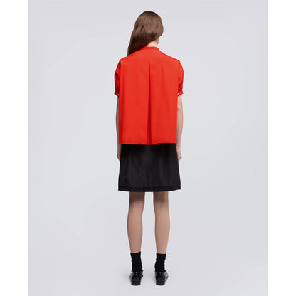 Mandarin Collar Cotton Poplin Shirt - Geranio - DUNE + SALT