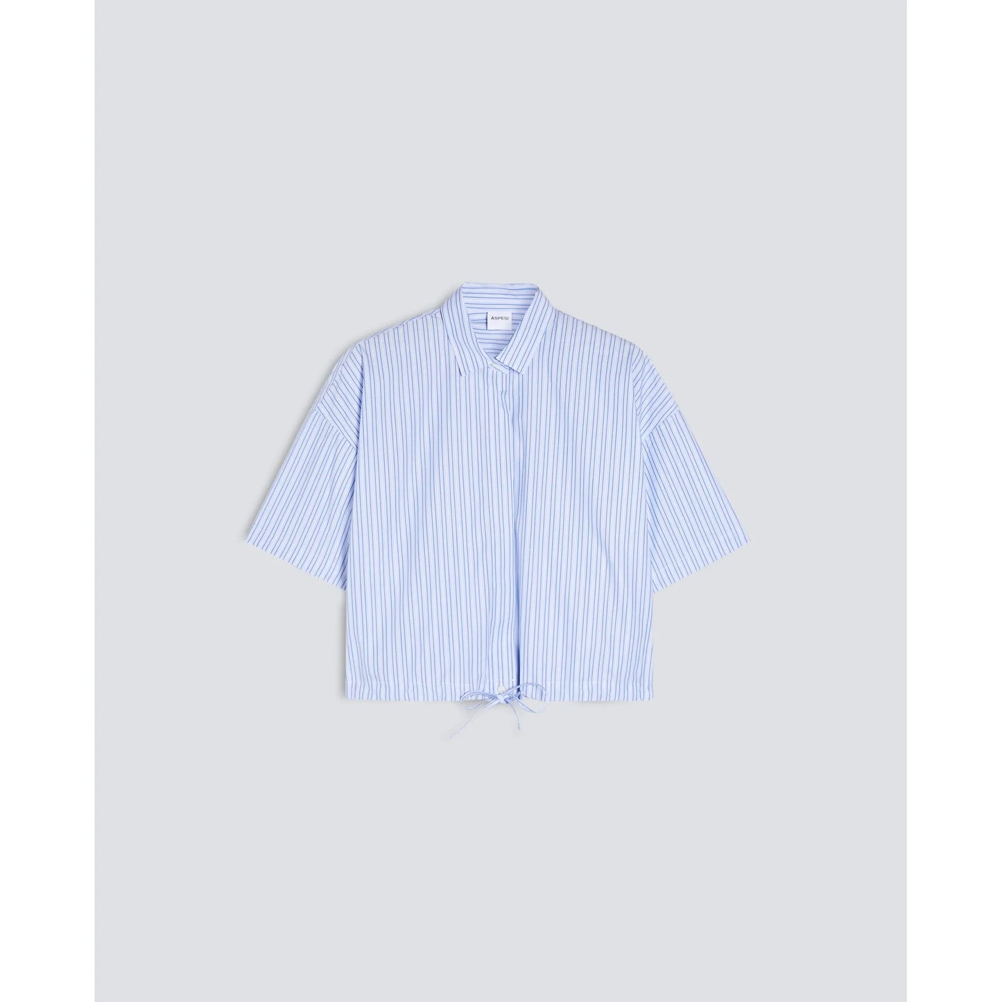 Cropped Cotton Poplin Shirt - Blue Stripe - DUNE + SALT
