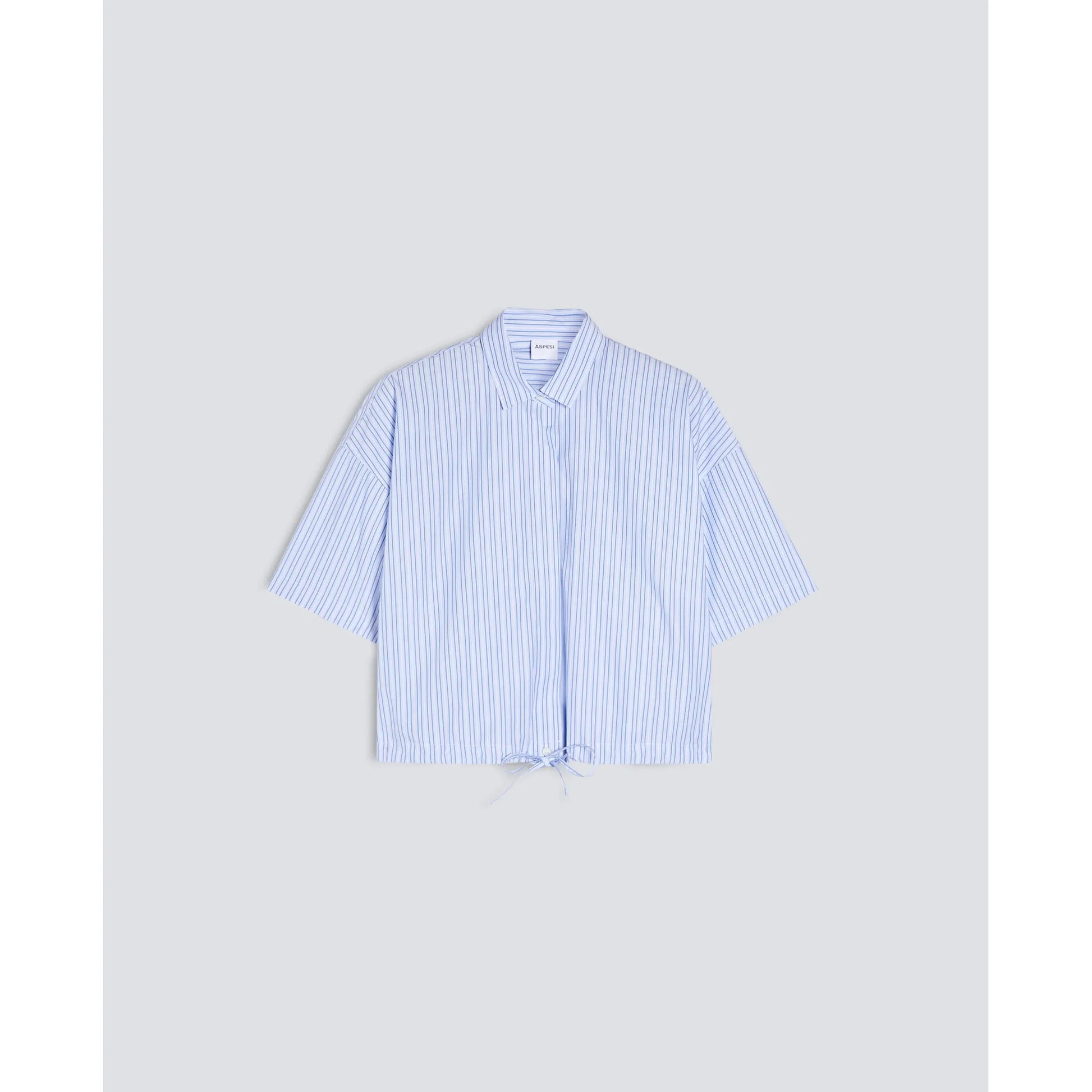 Cropped Cotton Poplin Shirt - Blue Stripe - DUNE + SALT
