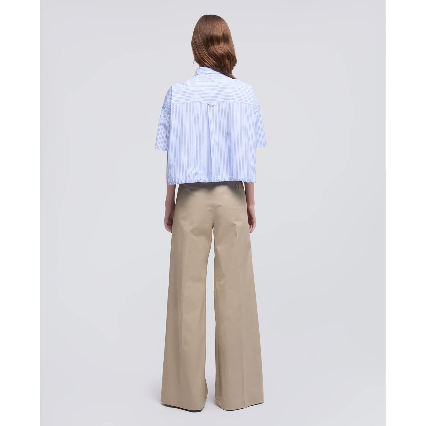 Cropped Cotton Poplin Shirt - Blue Stripe - DUNE + SALT
