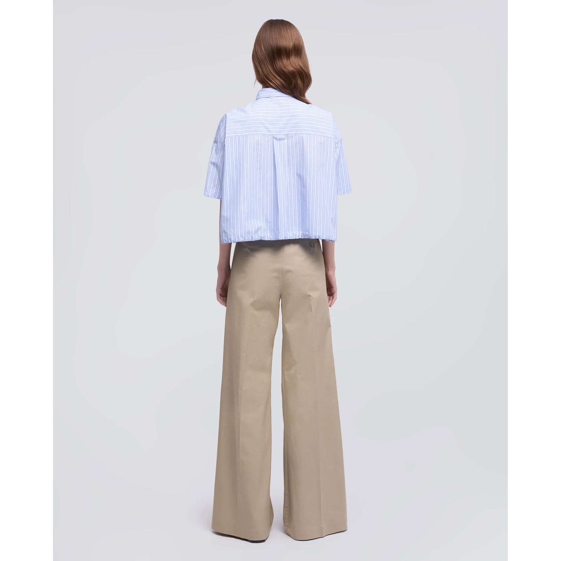 Cropped Cotton Poplin Shirt - Blue Stripe - DUNE + SALT