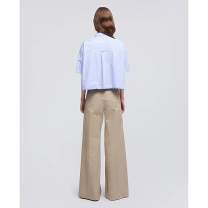 Cropped Cotton Poplin Shirt - Blue Stripe - DUNE + SALT