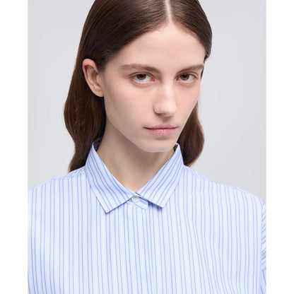 Cropped Cotton Poplin Shirt - Blue Stripe - DUNE + SALT