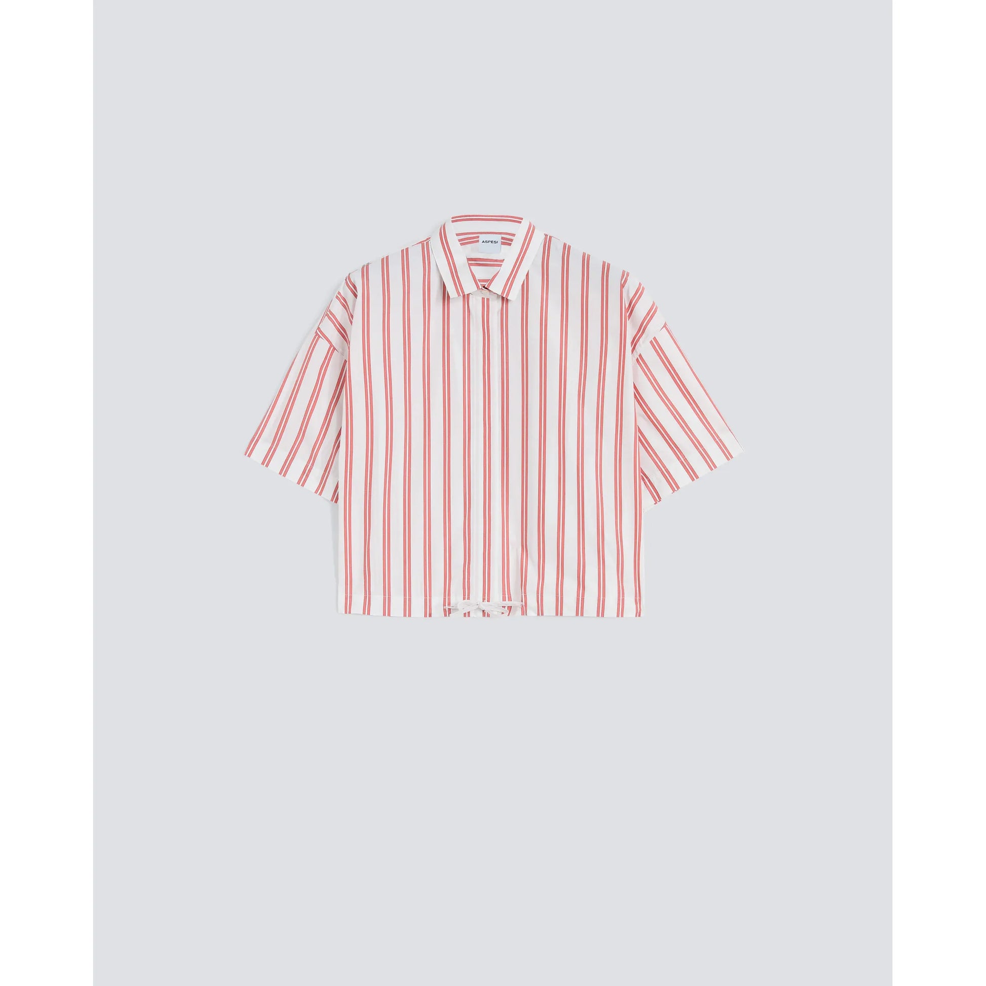 Cropped Cotton Poplin Shirt - Red Stripe - DUNE + SALT
