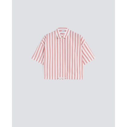 Cropped Cotton Poplin Shirt - Red Stripe - DUNE + SALT