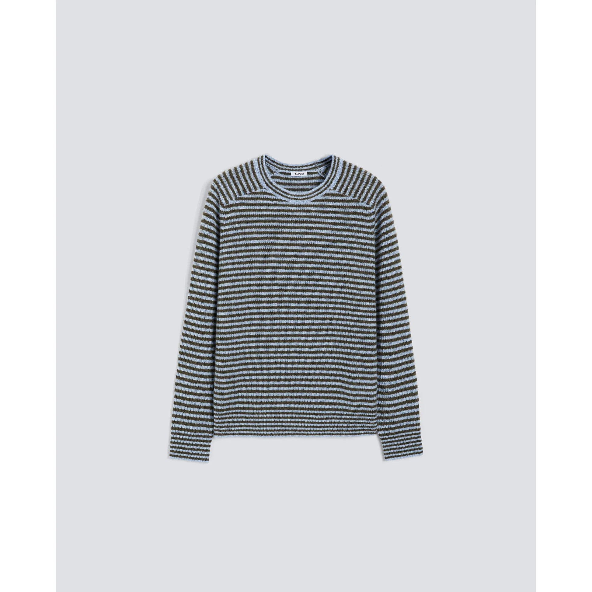 Pure Cashmere Crewneck Sweater - Light Blue Stripe - DUNE + SALT