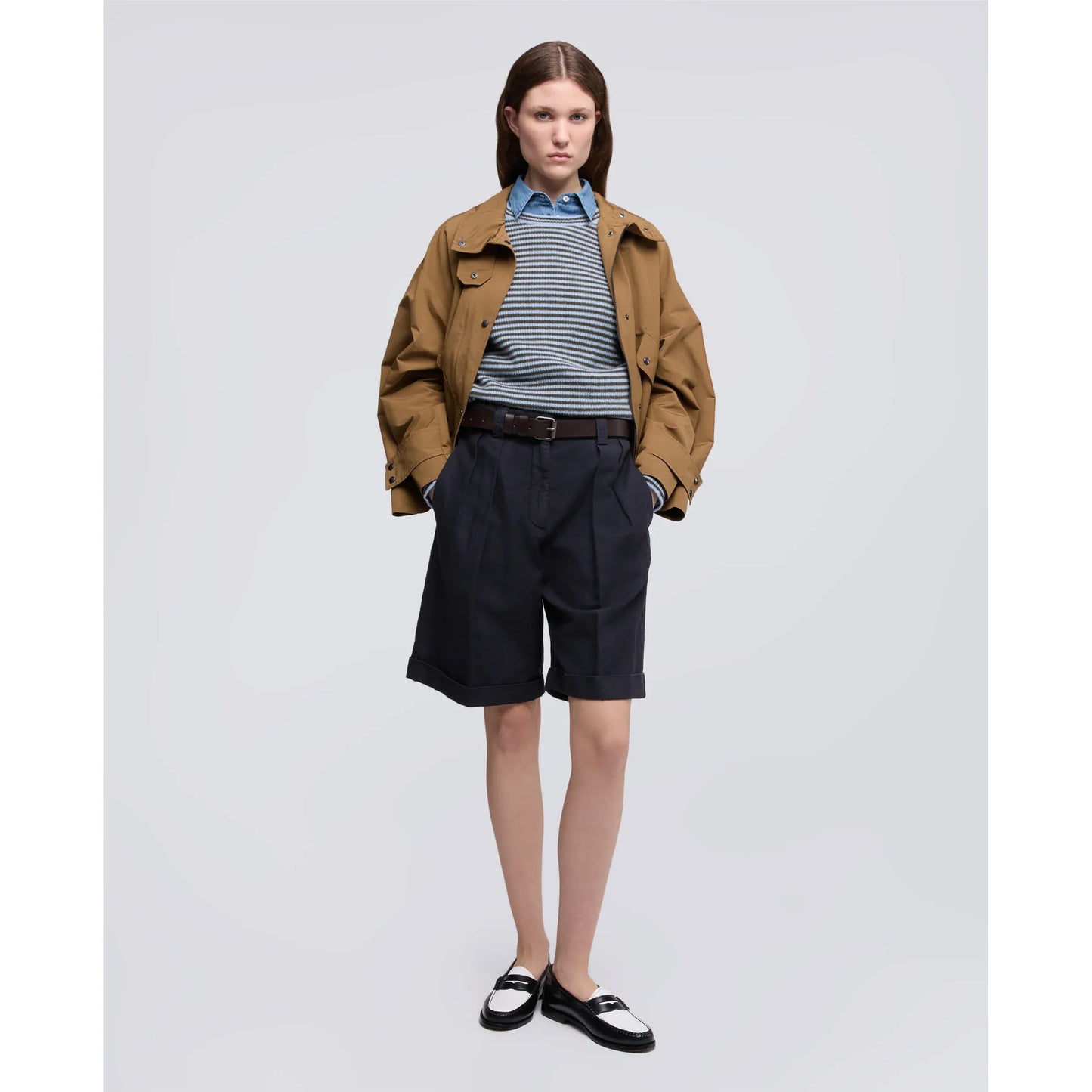 Pure Cashmere Crewneck Sweater - Light Blue Stripe - DUNE + SALT
