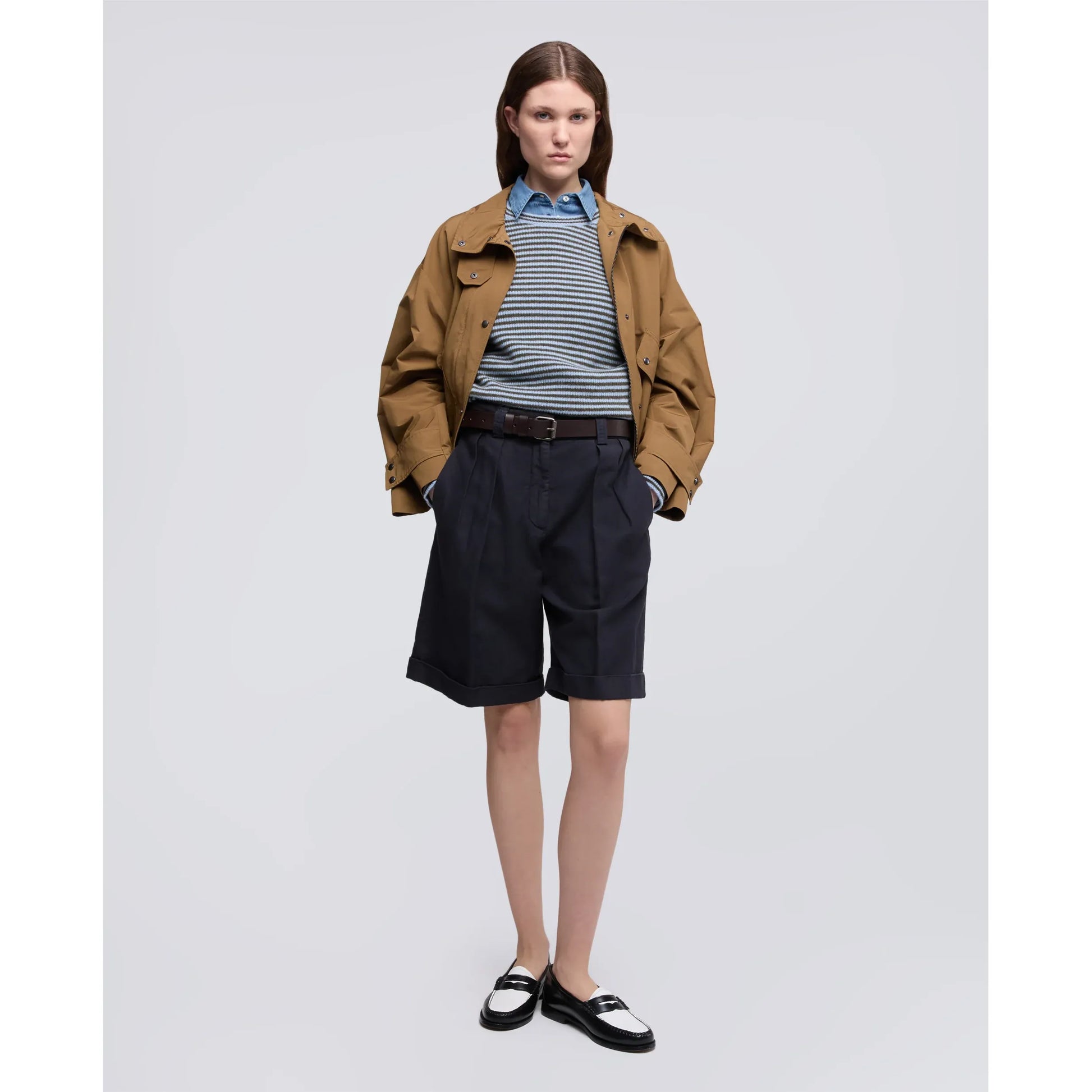 Pure Cashmere Crewneck Sweater - Light Blue Stripe - DUNE + SALT