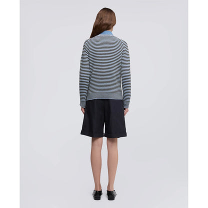 Pure Cashmere Crewneck Sweater - Light Blue Stripe - DUNE + SALT