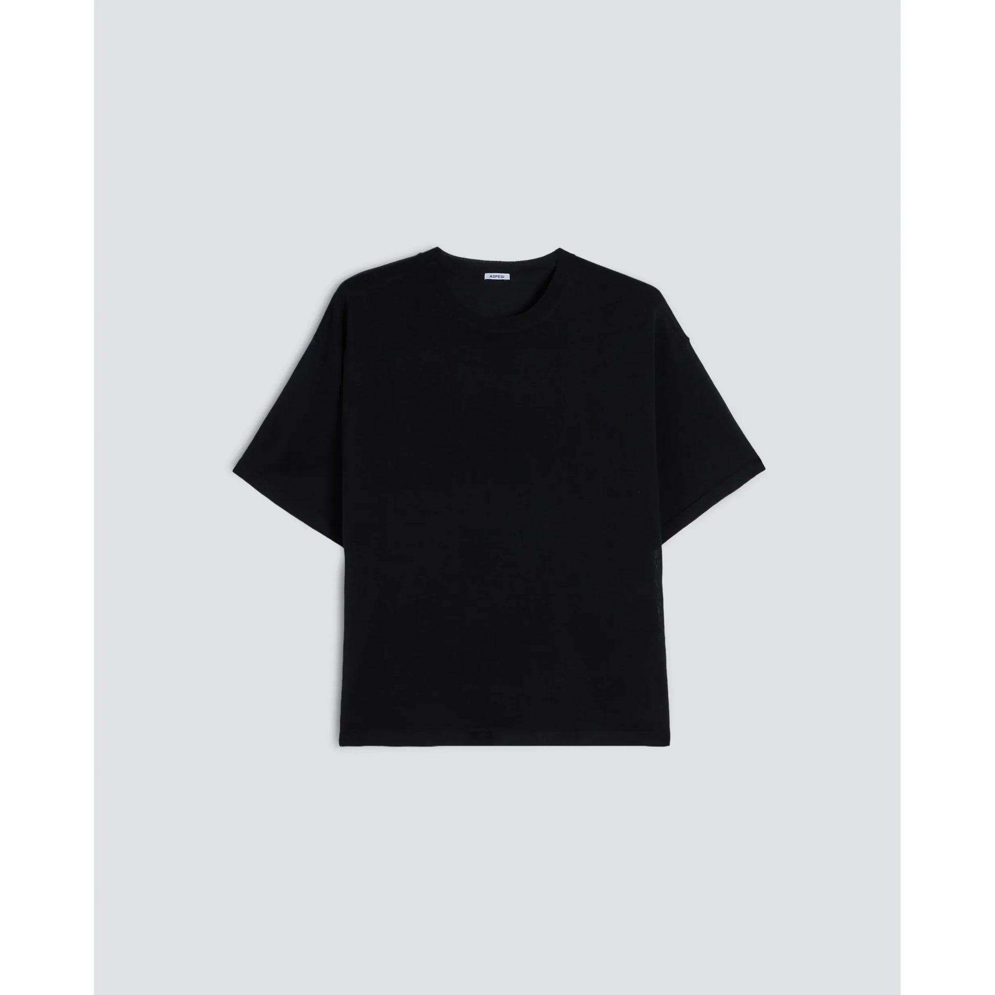 Silk/Cotton/Cashmere Knitted T-Shirt - Black Navy - DUNE + SALT