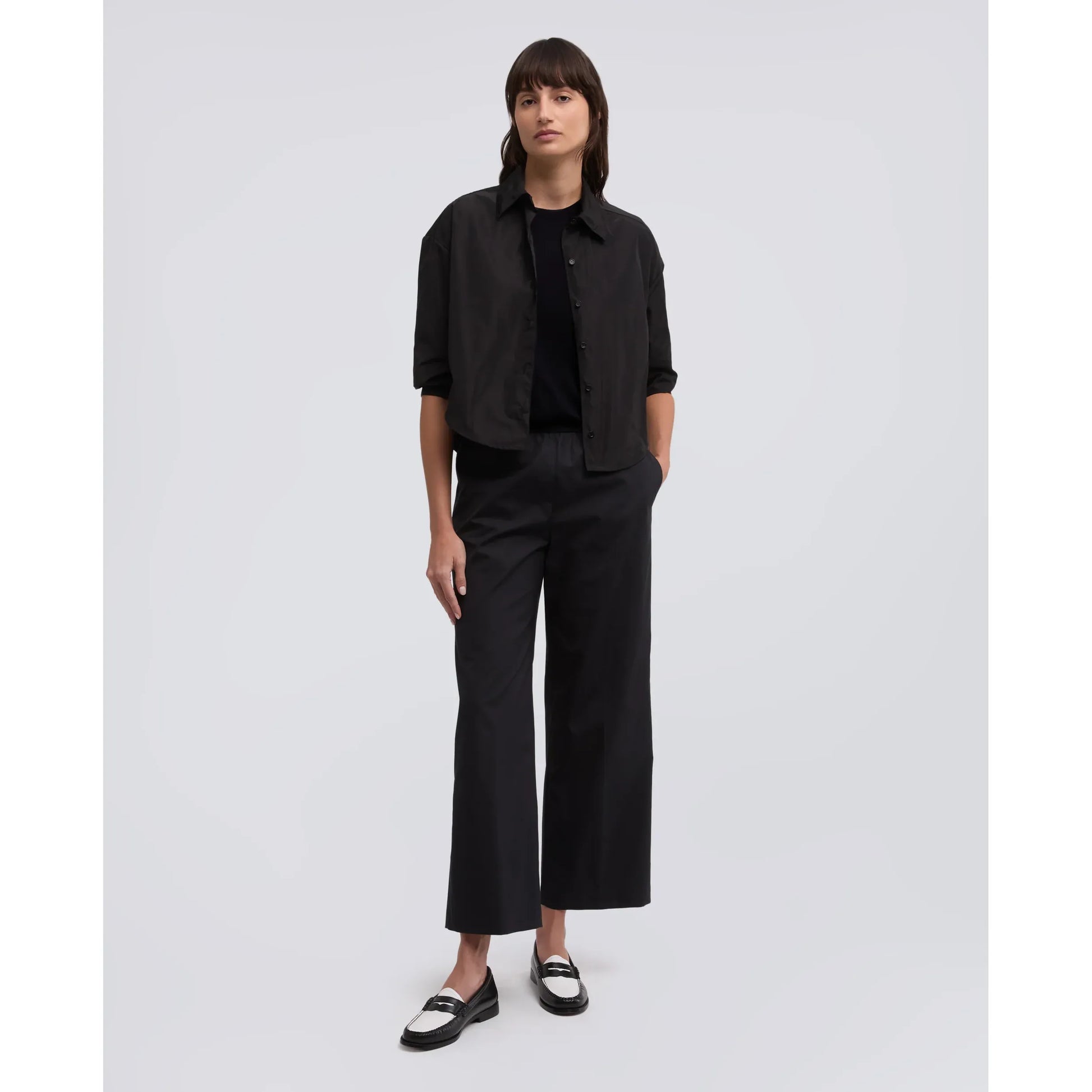 Silk/Cotton/Cashmere Knitted T-Shirt - Black Navy - DUNE + SALT