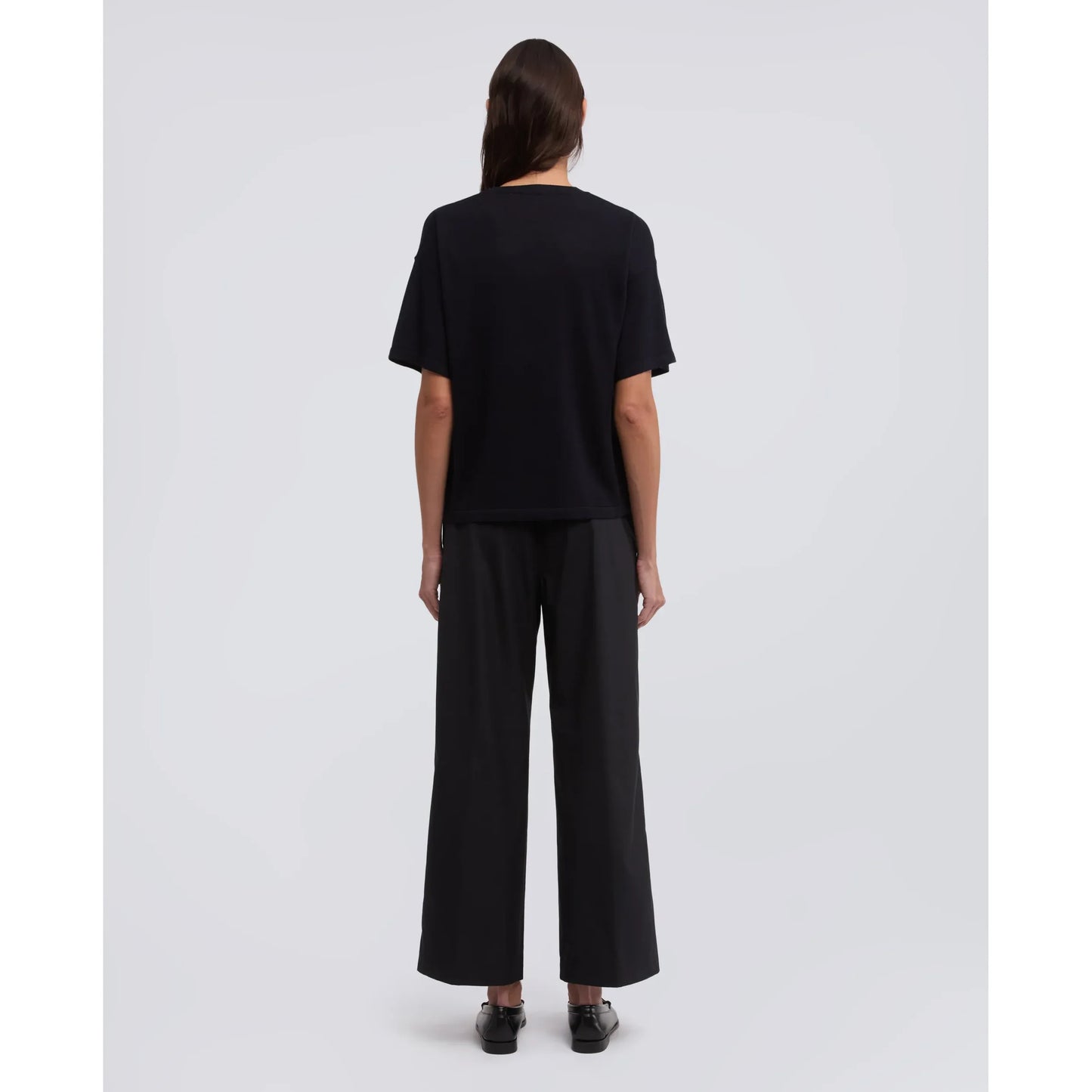 Silk/Cotton/Cashmere Knitted T-Shirt - Black Navy - DUNE + SALT