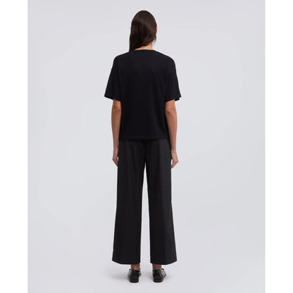 Silk/Cotton/Cashmere Knitted T-Shirt - Black Navy - DUNE + SALT