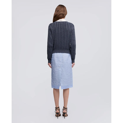 Stone-Washed Cotton Cable-Knit Sweater - Blue - DUNE + SALT