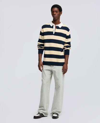 Cotton-Yarn Longsleeve Polo Shirt - Corda/Blue - DUNE + SALT