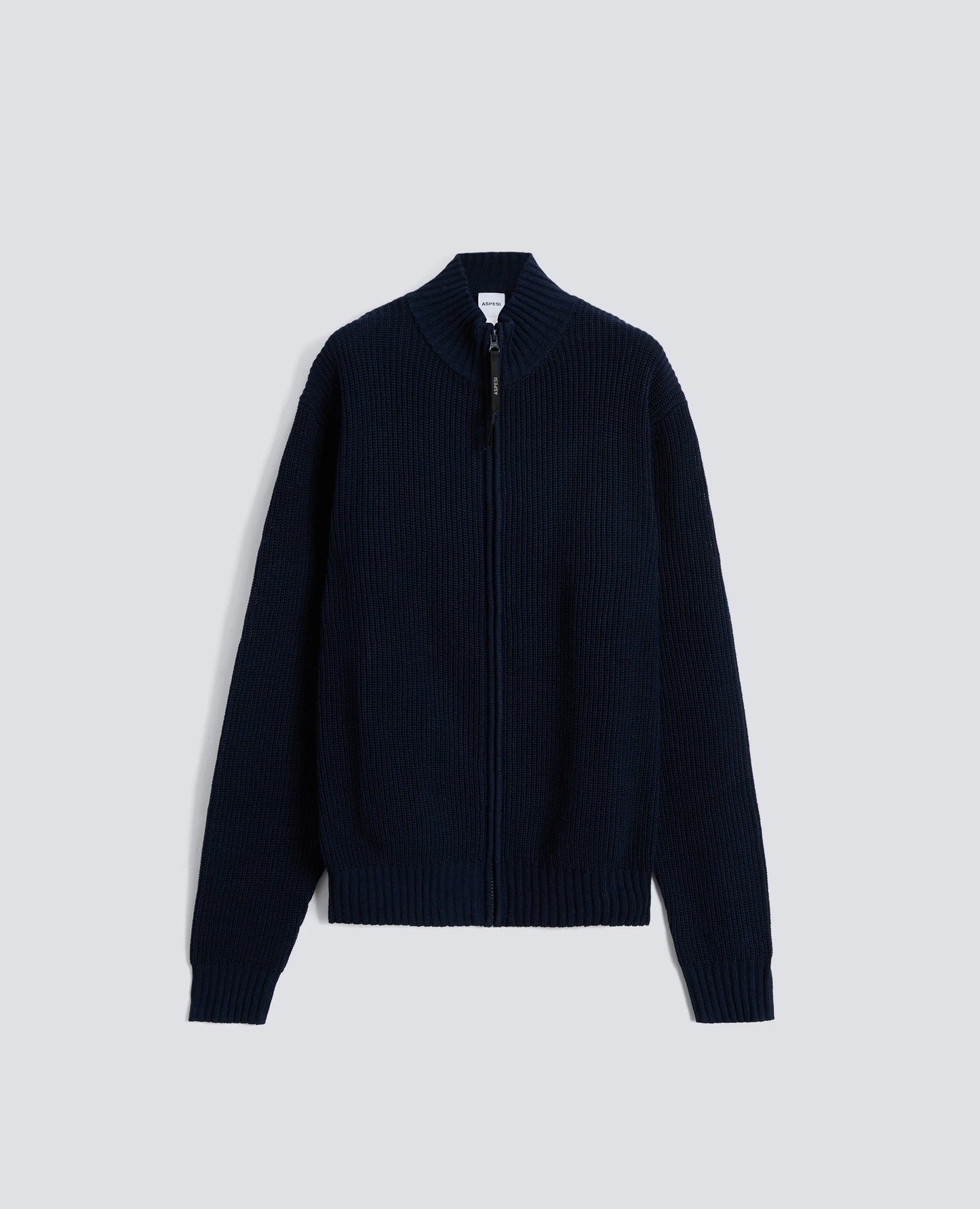 Cotton-Yarn Zip Up Sweater - Navy - DUNE + SALT