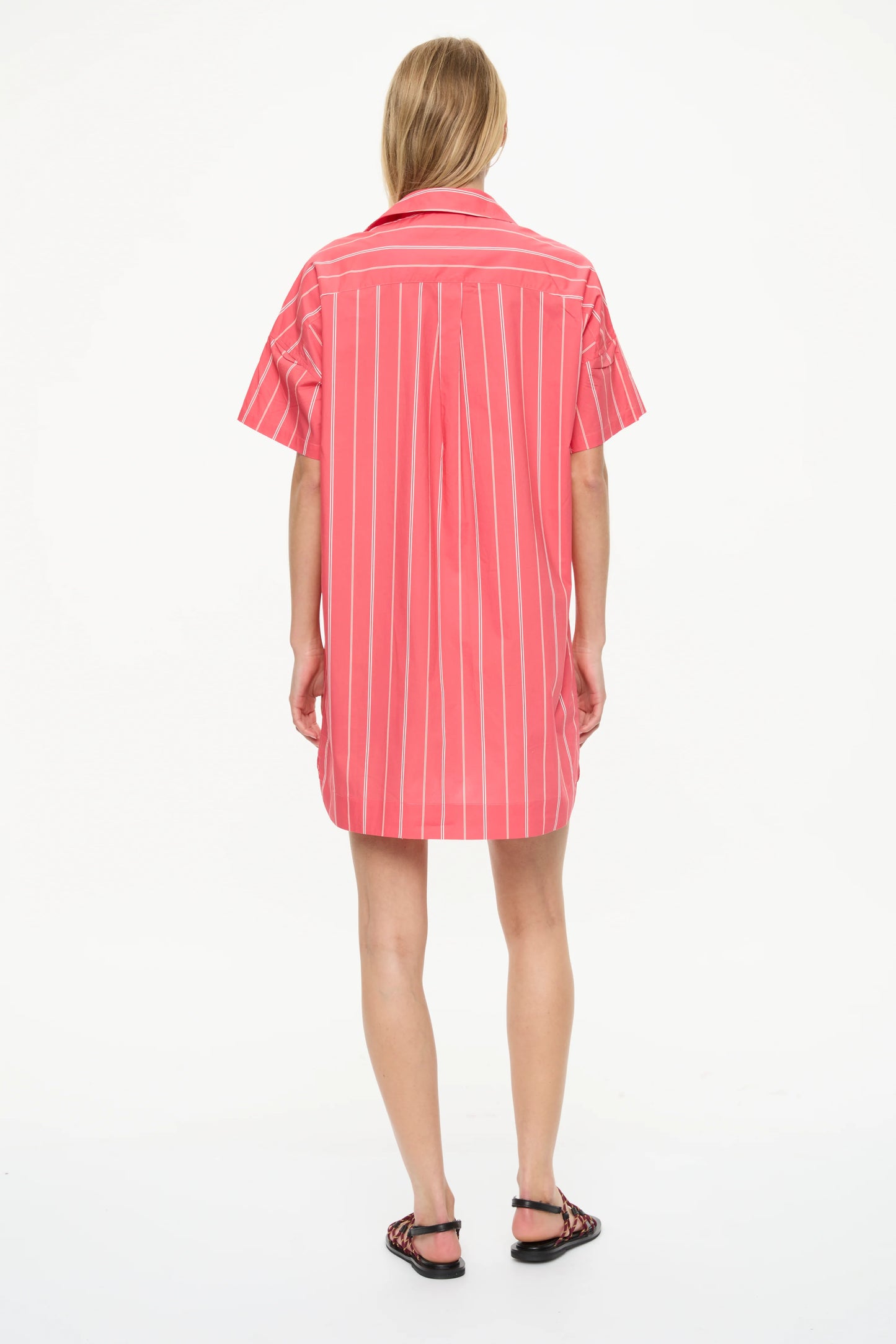 Chiara Striped Short Sleeve Mini Dress - Watermelon/Salsa/Orange/Natural