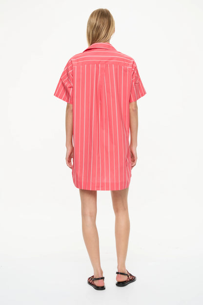 Chiara Striped Short Sleeve Mini Dress - Watermelon/Salsa/Orange/Natural