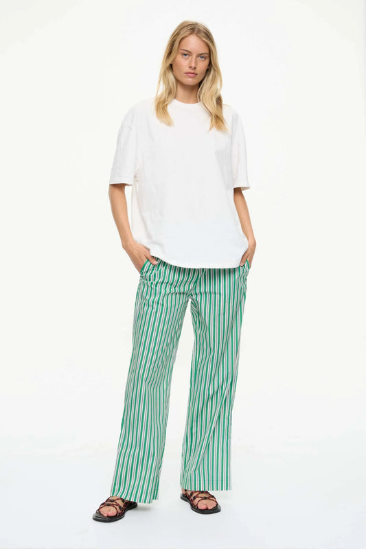 Cala Striped Drawstring Pants - Green Hills/White/Navy