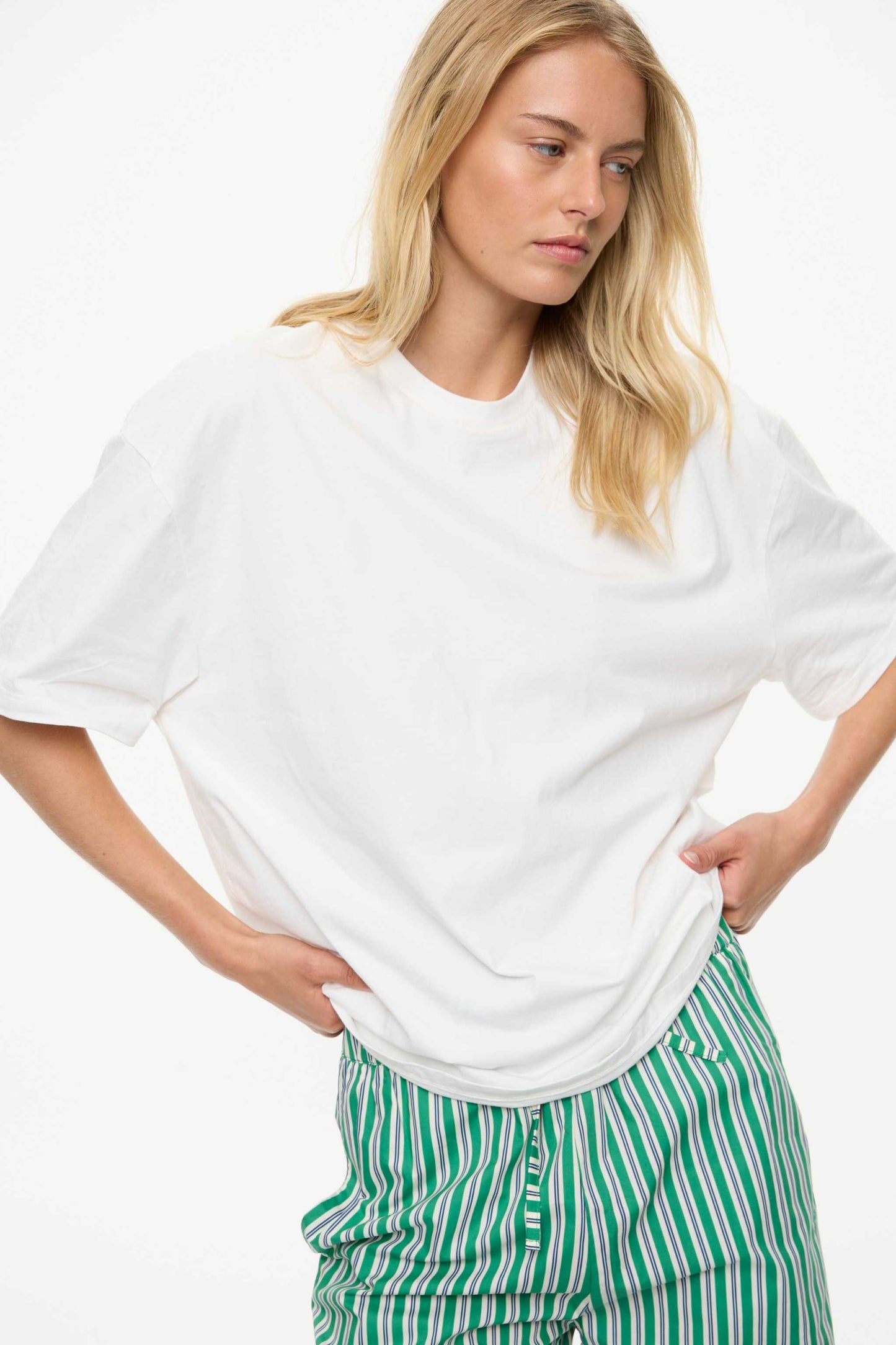 Cala Striped Drawstring Pants - Green Hills/White/Navy