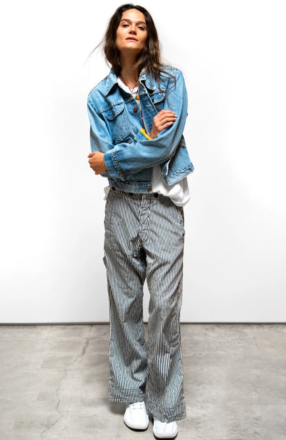FreeCity INDIGO STRIPE FRENCH/SAILORS PANT - Indigo Stripe White Smoke