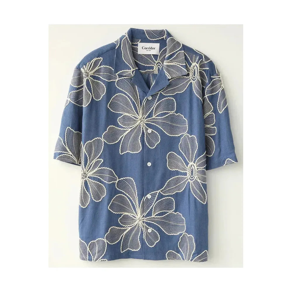 Applique Hawaiian SS Camp - Blue - DUNE + SALT