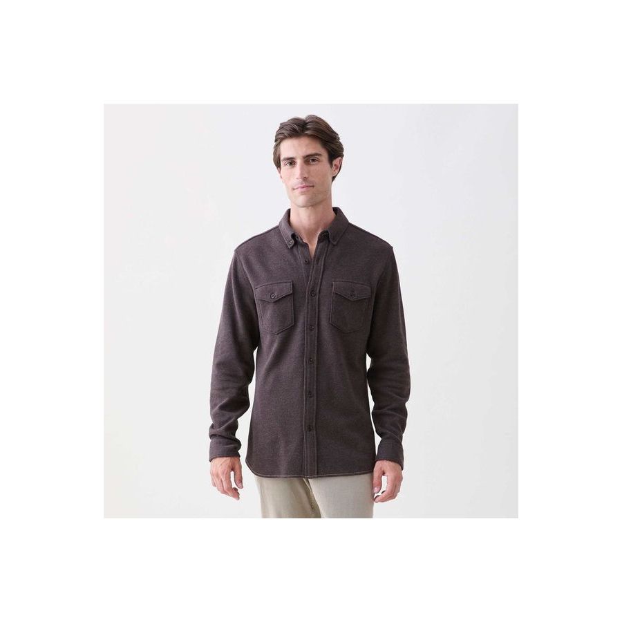 Rex Soft Knit Shirt - Dark Brown Heather - DUNE + SALT