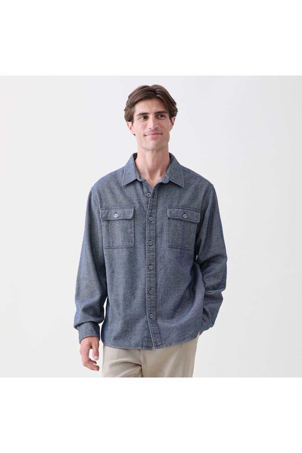 Dylan Brushed Twill Overshirt - Navy - DUNE + SALT