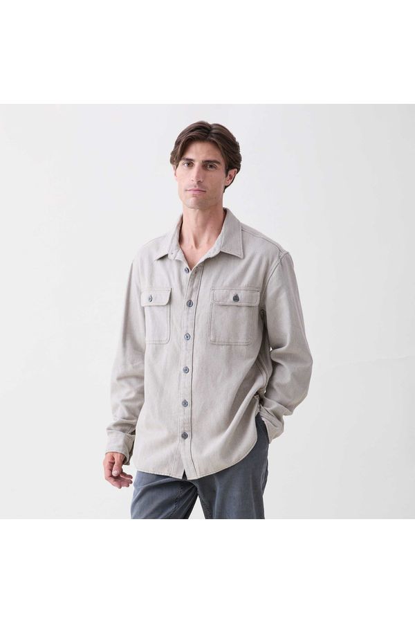 Dylan Brushed Twill Overshirt - Khaki - DUNE + SALT