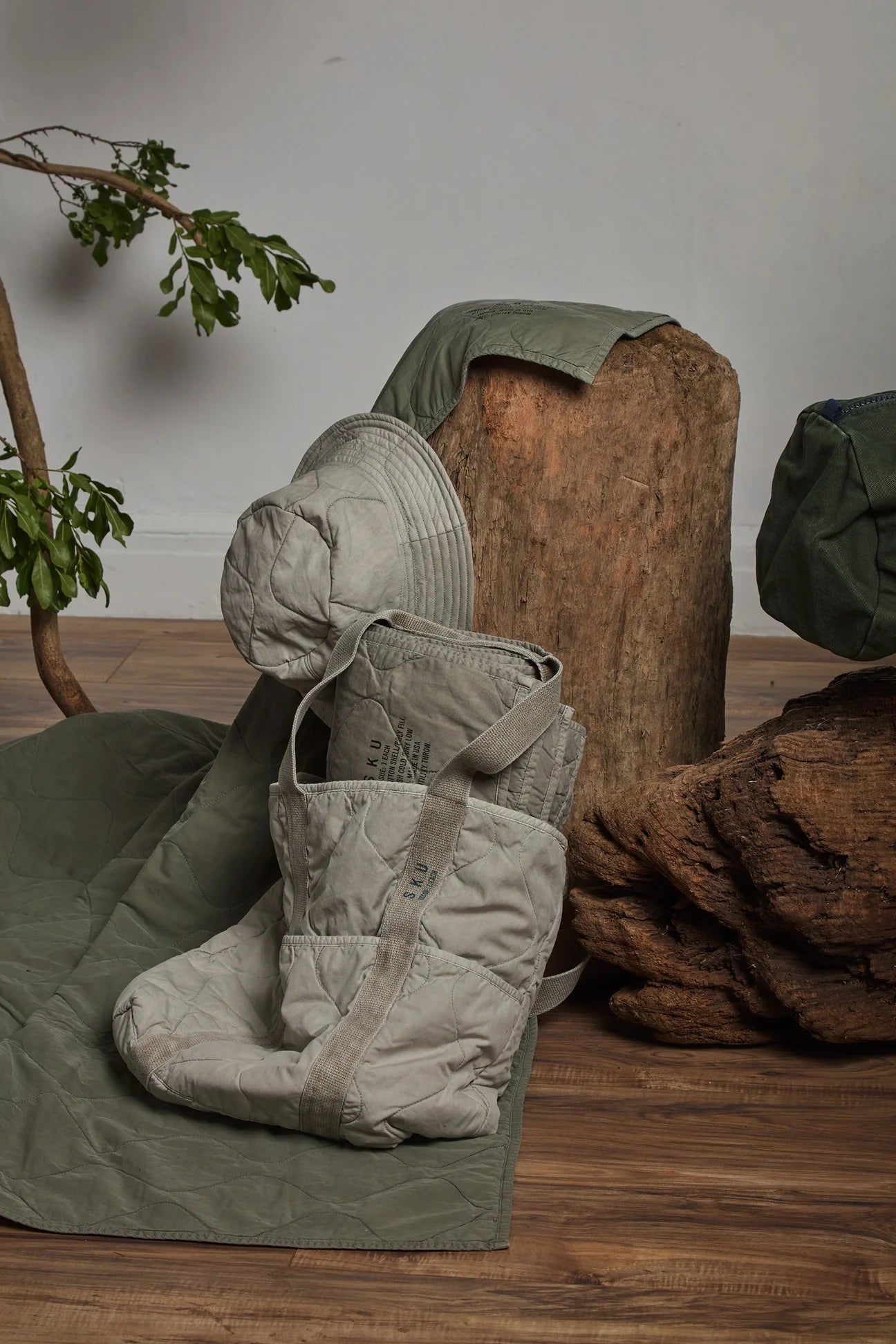 Quilted Utility Throw - Khaki - DUNE + SALT