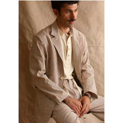 Brest Unlined Blazer - Sand/White Stripe - DUNE + SALT