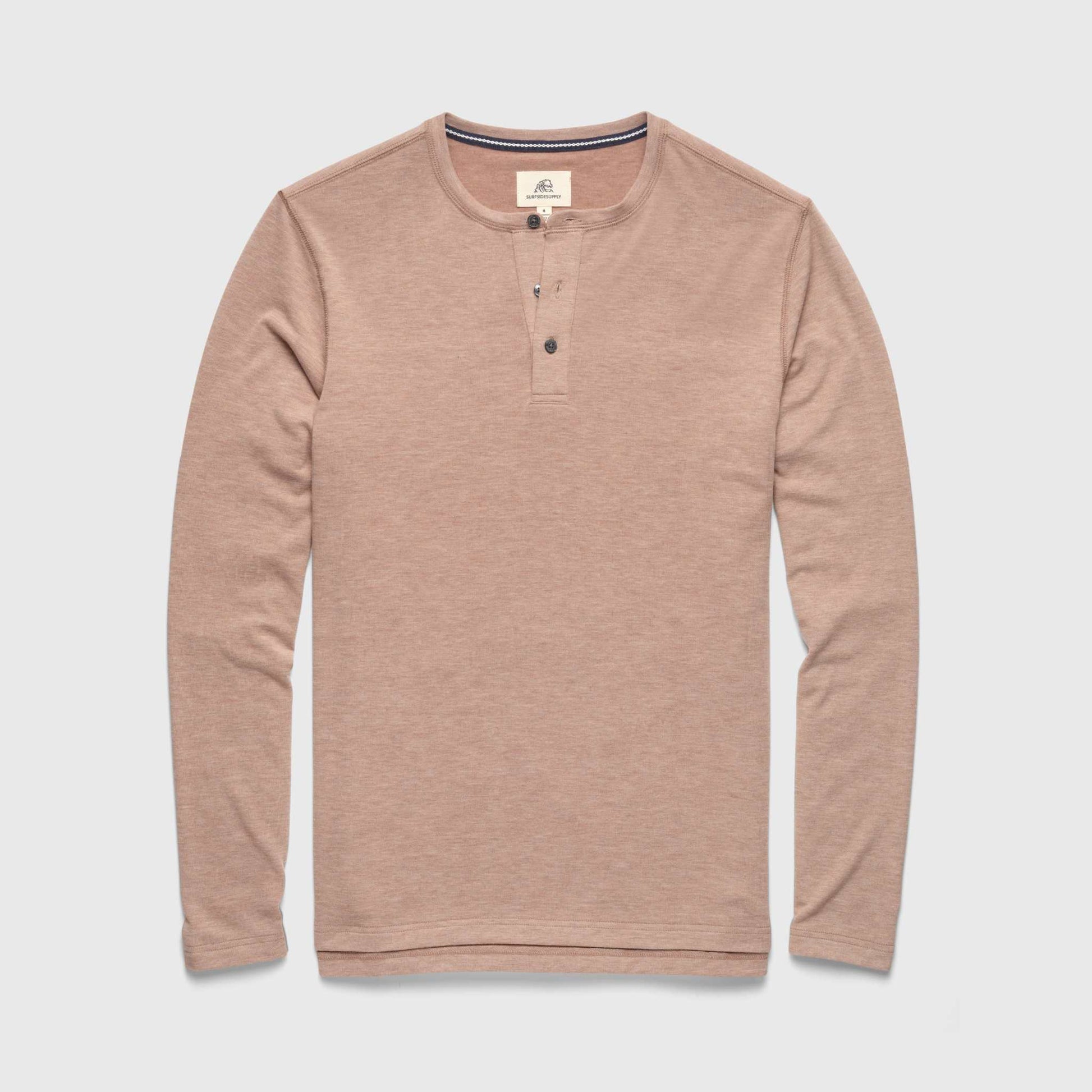 Sean Super Soft Classic Henley - Camel Heather