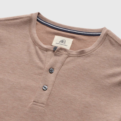 Surfside Supply Sean Super Soft Classic Henley - Camel Heather Rosy Brown
